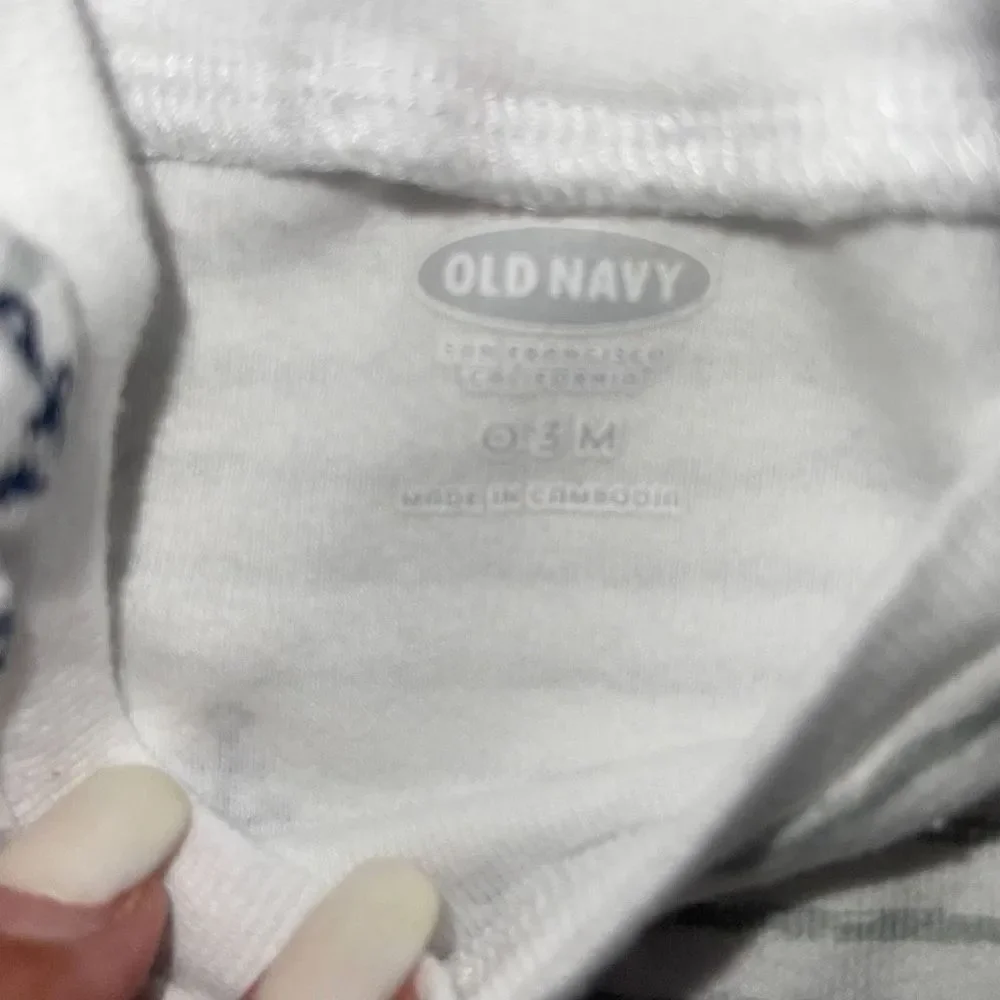 Baby Gap Blue Gingham Romper Polo & Old Navy White Printed Bodysuit Set Sz 3 Mos